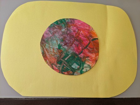 Saturn Hanging Decoration - cut out and oval from the yellow paper