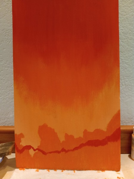 Sunset Mountain Painting - repeat with red, starting in from the sides