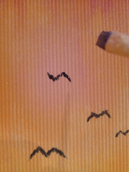 Sunset Mountain Painting - birds