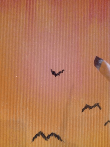 Sunset Mountain Painting - adding more birds