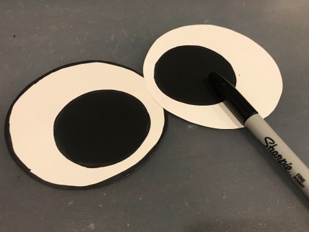 Halloween Sign - outlining eyes with a Sharpie