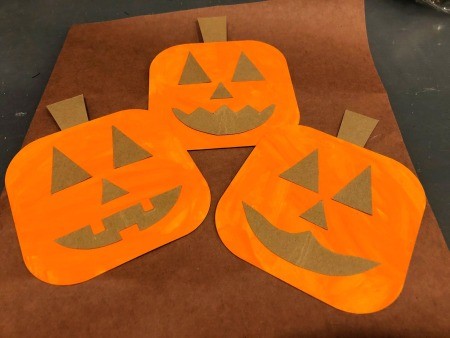 Pumpkin Wall Decoration - faces glued down