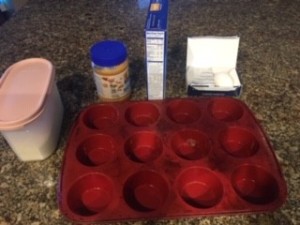 Ingredients for peanut butter filled brownie cups.