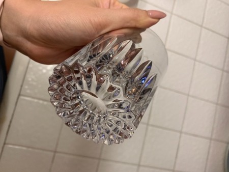 The side of a heavy drinking glass.