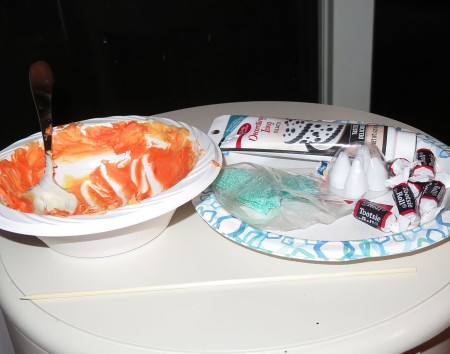 Ingredients and icing for cupcakes.