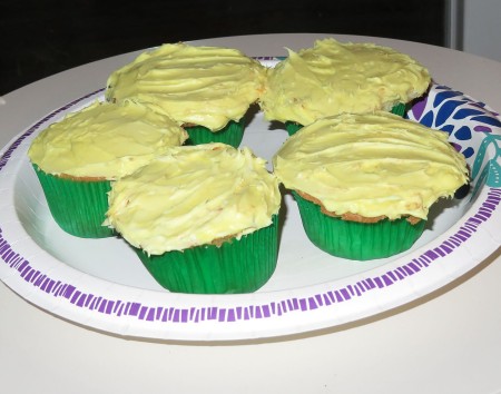 Cupcakes with yellow icing.