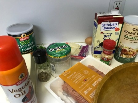 Ingredients for French onion meatballs.