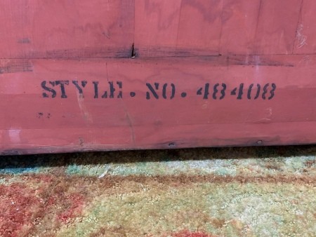 The back of a chest with a style number.