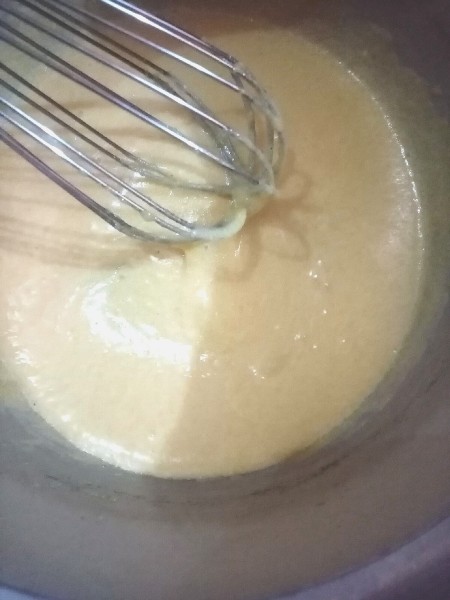 Mixing the batter.
