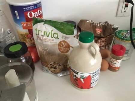 Ingredients for apple oatmeal breakfast loaf.