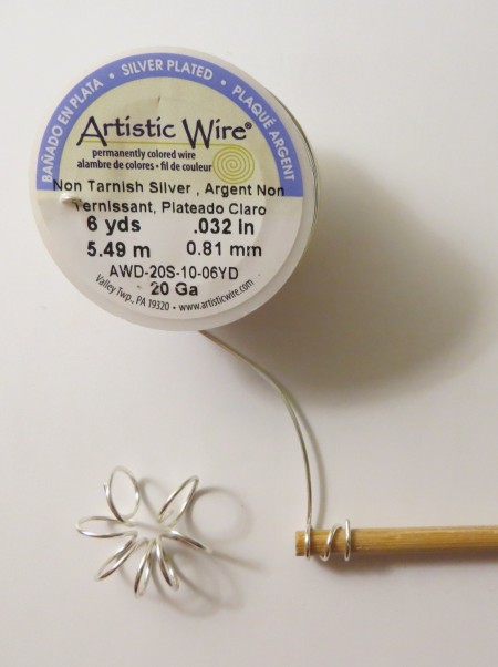 Starburst Earrings - wrapping another piece of wire around the pencil