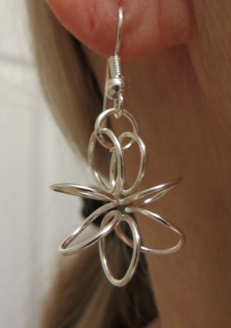 Starburst Earrings - wearing the finished earring