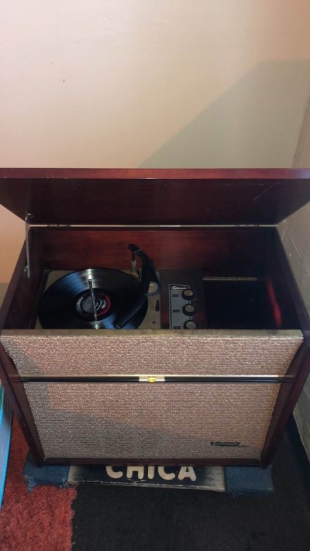 A Sylvania console stereo system.