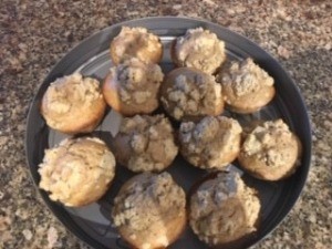 A plate of sourdough cinnamon muffins.