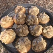 A plate of sourdough cinnamon muffins.