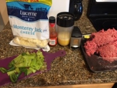 Ingredients for chili relleno bake.