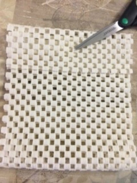 Mask Organizer/Hamper - rug pad cut for laundry pouch