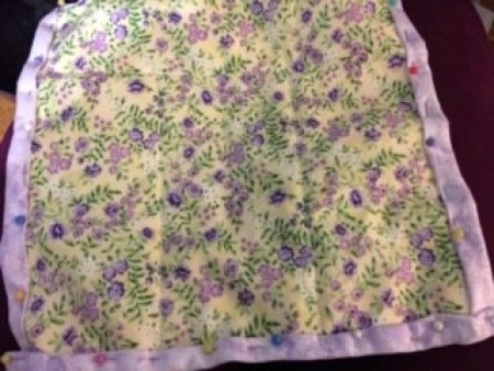 Quilted Hot Pad - fold top edge twice and turn to the back, pin, and handstitch