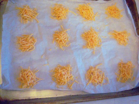 Small mounds of cheddar cheese to make crackers.