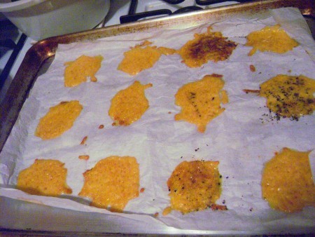 A baking sheet with keto crackers.
