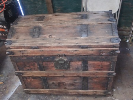 An old wooden chest.