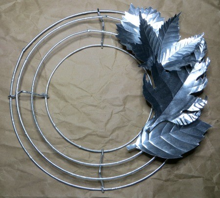 Candle Ring - begin glueing leaves to ring