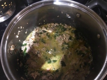 Adding ingredients to the Instant Pot.