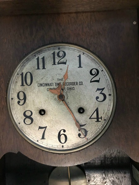 The face of an old clock.