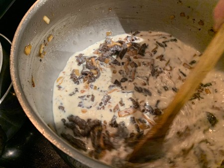 Mixing up ingredients in a bowl.