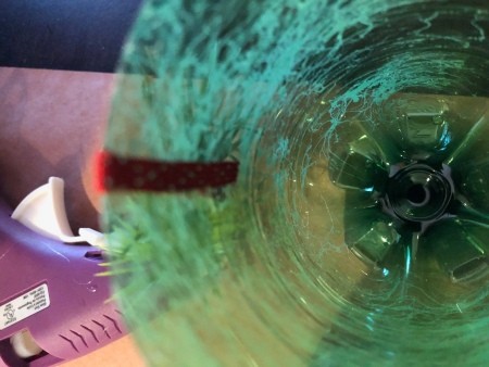 Upcycled Water Bottle Indoor Planter - ribbon attached to the inside of the bottle