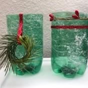 Upcycled Water Bottle Indoor Planter - two completed planters
