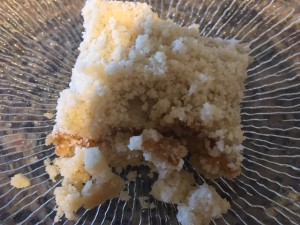 A salted caramel butter bar on a plate.