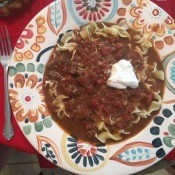 A dish of Hungarian goulash.