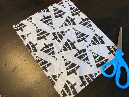 Homemade Printed Tissue Paper - tree image printed onto the tissue