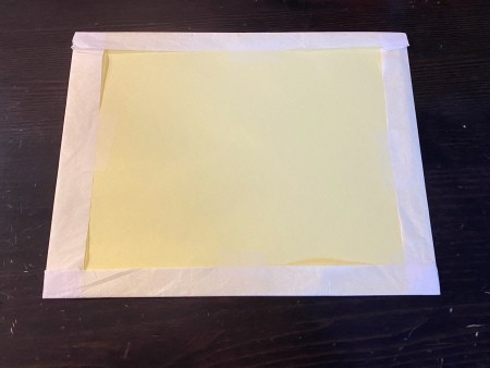 Homemade Printed Tissue Paper - all 4 edges taped in place