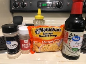 Ingredients for ramen stir fry.