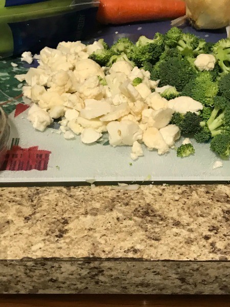 Chopped broccoli and cauliflower.