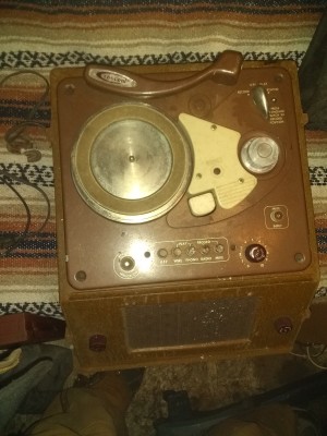 A 1948 Crescent Line Recorder on a blanket.