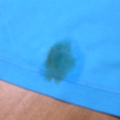 A blood stain on a garment.