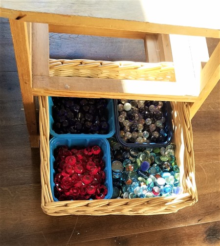 Converting a Drawer Unit Into a Footstool - drawer containing beads, etc.
