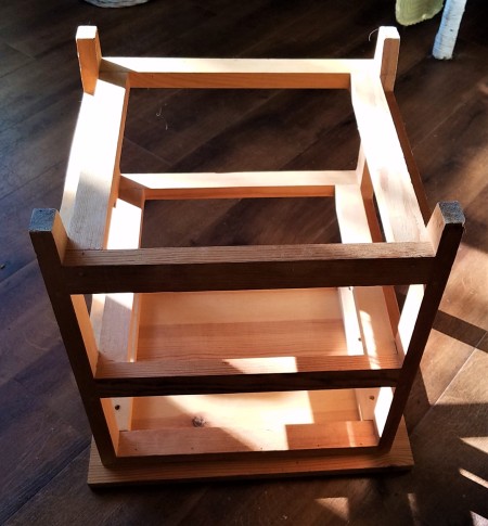 Converting a Drawer Unit Into a Footstool - upside down wooden drawer unit