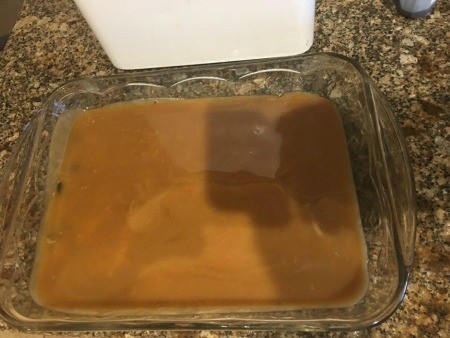 The peanut butter fudge layer.