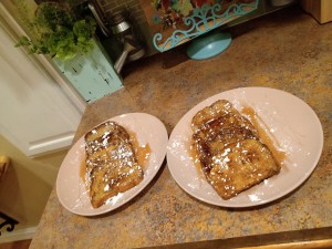 Two plates of French toast.