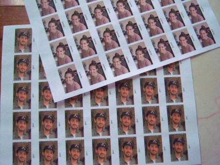 Several sheets of small photos, to be cut into strips.