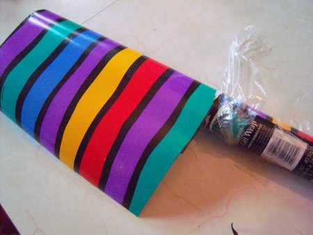 A roll of wrapping paper.