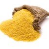 A sack of cornmeal on a white background.