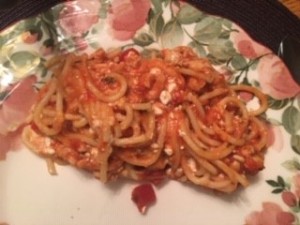 A plate of spaghetti pie.