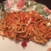 A plate of spaghetti pie.