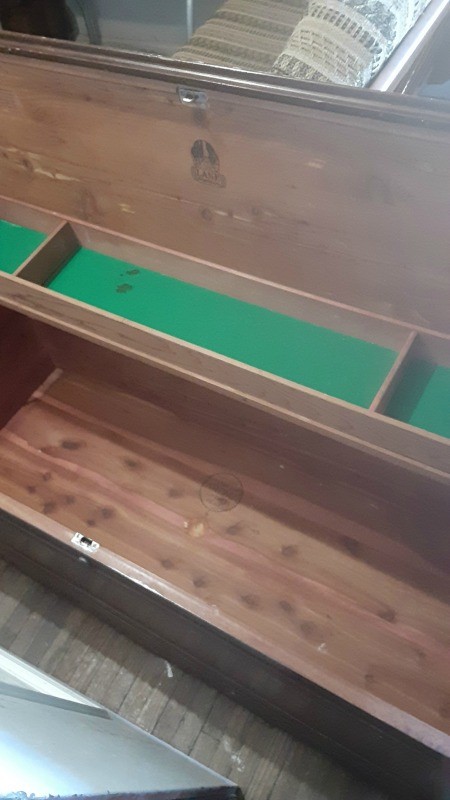 The inside of a hope chest.