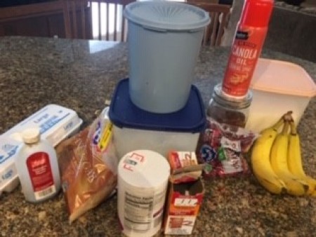 Ingredients for cranberry apple banana bread.